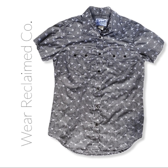 ROCKMOUNT Short Sleeve Black Gingham Western Shirt - Picture 3 of 7